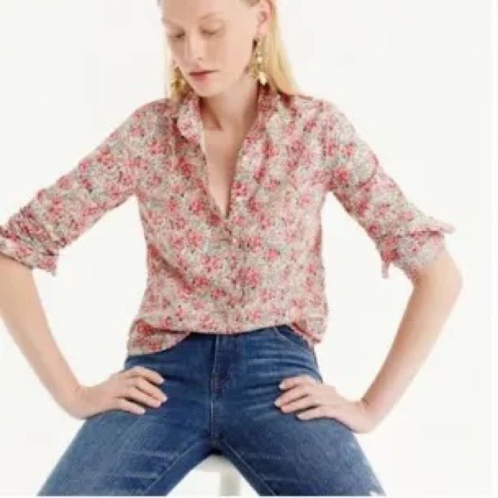 J Crew X Liberty Florals Swirling Petals Shirt, Size 10, Excellent Condition